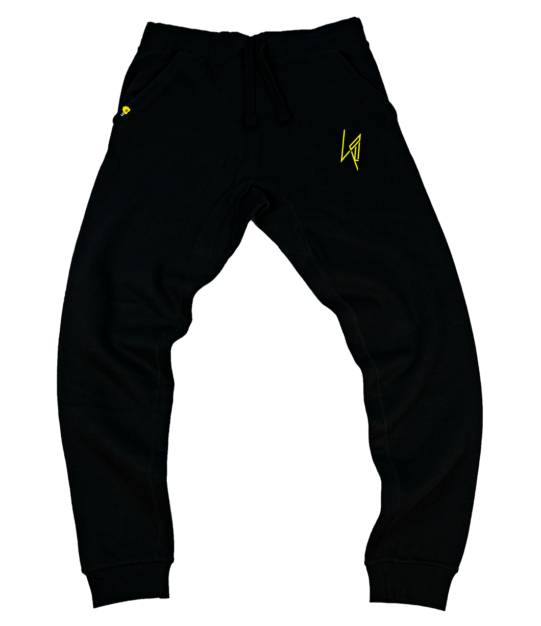 Black - Screen-Print Joggers - Jagged Logo