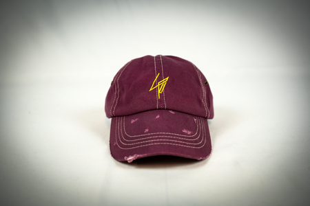 Wine-Distressed - Jagged Logo - Dad Hat