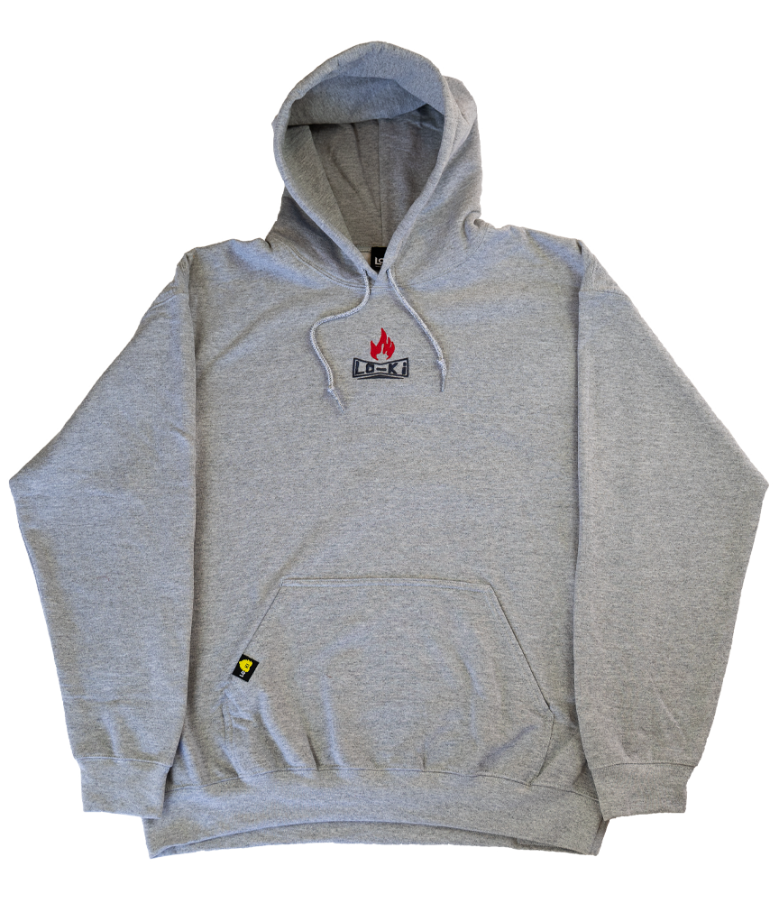 BOX LOGO - Grey/Deep-Red - Embroidered Hoodie