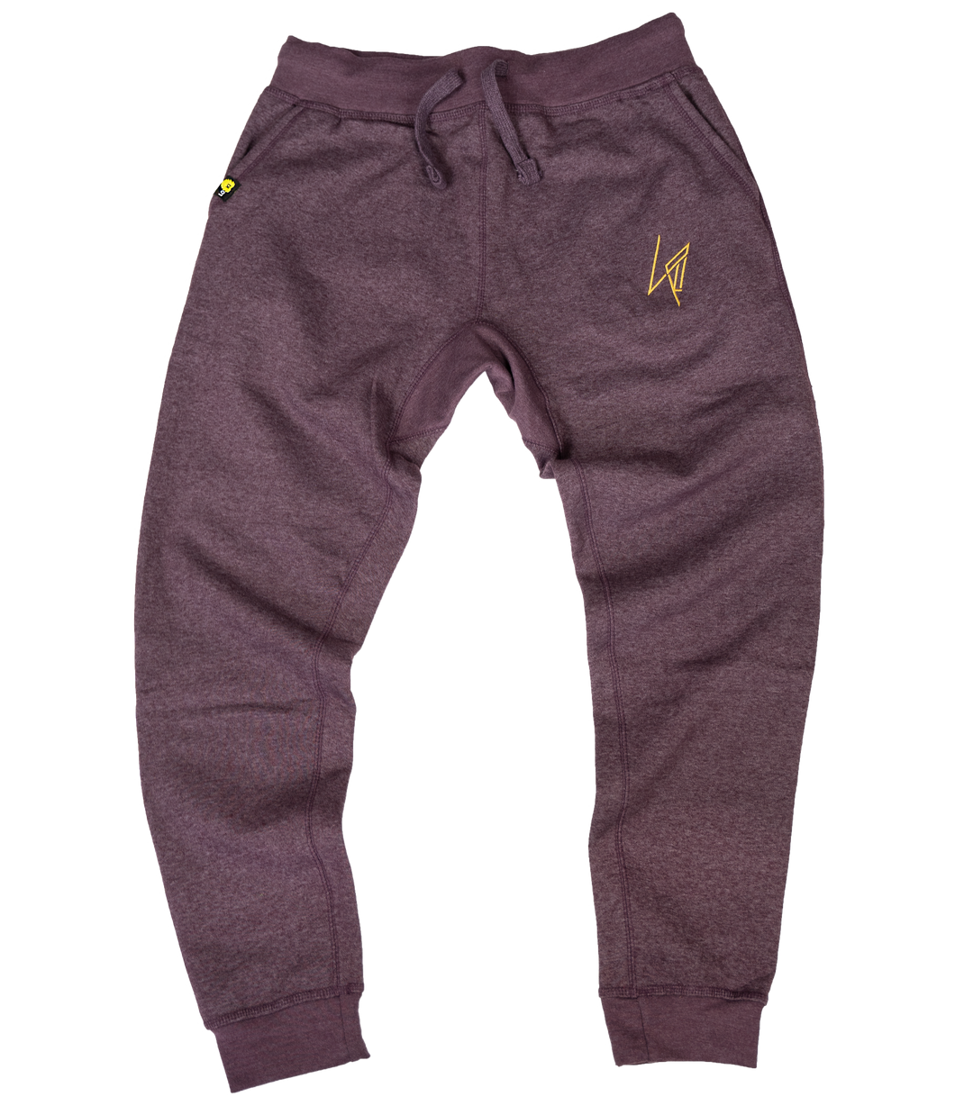 Heather Wine - Premium Joggers - Jagged Logo